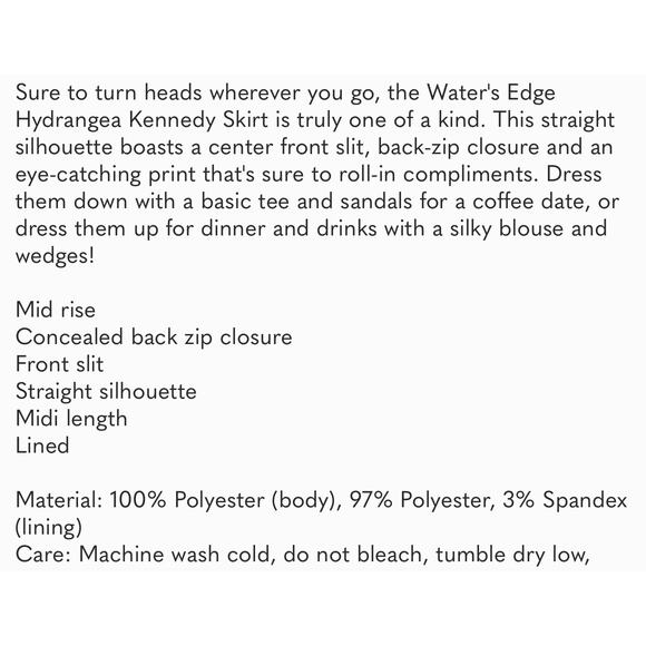 Tuckernuck Water’s Edge Painterly Hydrangea  Kennedy Skirt NWT Size Medium - Picture 4 of 5